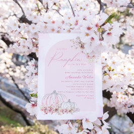 Convites Boho Watercolor Floral Pumpkin Girl Chá de fraldas