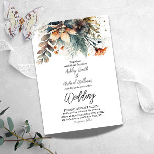 Convites Boho Watercolor Floral Wildflower Wedding