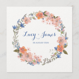 Convites Boho Watercolor Floral Wreath Invitation