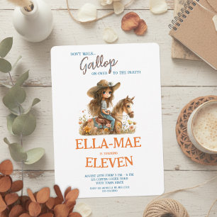 Convites Boho Watercolor Flores Selvagens Rapariga de Caval