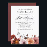 Convites Boho Watercolor Flowers Bat Mitzvah<br><div class="desc">Convide familiares e amigos para o seu evento com este convite personalizável do bat mitzvah. Apresenta uma terra floral de aquarela autóctone e uma escrita química. Personalize este convite do morcego mitzvah da aquarela adicionando seus detalhes. Este convite de morcego floral mitzvah é perfeito para o outono do bat mitzvahs....</div>