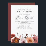 Convites Boho Watercolor Flowers Bat Mitzvah<br><div class="desc">Convide familiares e amigos para o seu evento com este convite personalizável do bat mitzvah. Apresenta uma terra floral de aquarela autóctone e uma escrita química. Personalize este convite do morcego mitzvah da aquarela adicionando seus detalhes. Este convite de morcego floral mitzvah é perfeito para o outono do bat mitzvahs....</div>