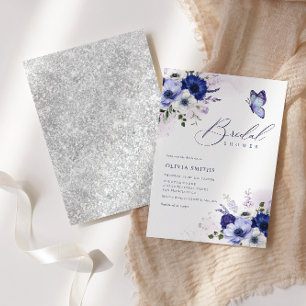 Convites Boho Watercolor Flowers Chá de panela Borboleta