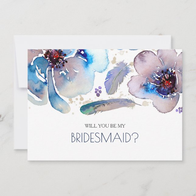 Convites Boho Watercolor Flowers - Você Será Minha Bridesma (Frente)