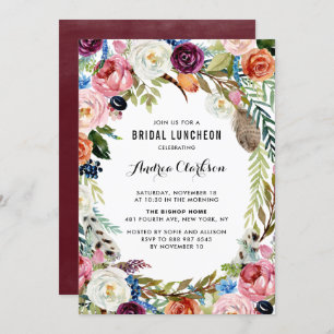 Convites Boho Watercolor Frame Floral Bridal