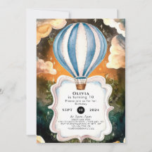 Boho Watercolor Hot Air Balloon Aniversário