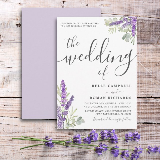 Convites Boho Watercolor Lavanda Floral Wedding (Criador carregado)