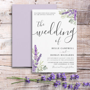 Convites Boho Watercolor Lavanda Floral Wedding