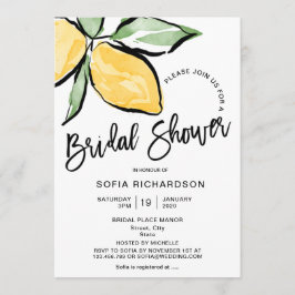 Convites Boho Watercolor Lemon Citrus Greenery Summer