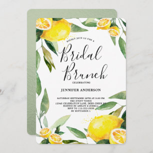 Convites Boho Watercolor Lemon Wreath Bridal Brunch
