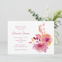 Boho Watercolor Magenta Red Flowers Chá de panela