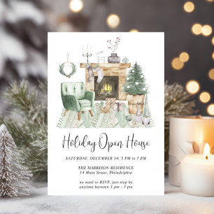 Convites Boho Watercolor Natal Holidy Open House