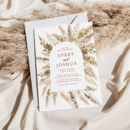 Convites Boho Watercolor Pampas Grass Wedding