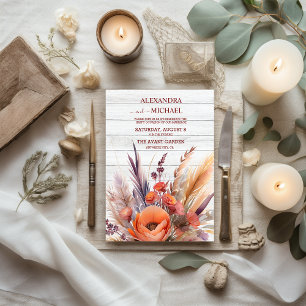 Convites Boho Watercolor Pampas Grass Wedding