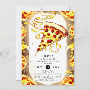 Convites Boho Watercolor Pizza Birthday
