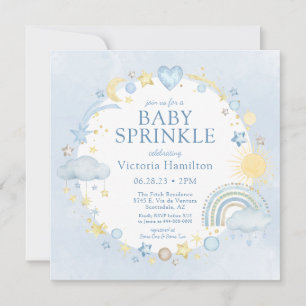 Convites Boho Watercolor Rainbow Baby Boy Sprinkle