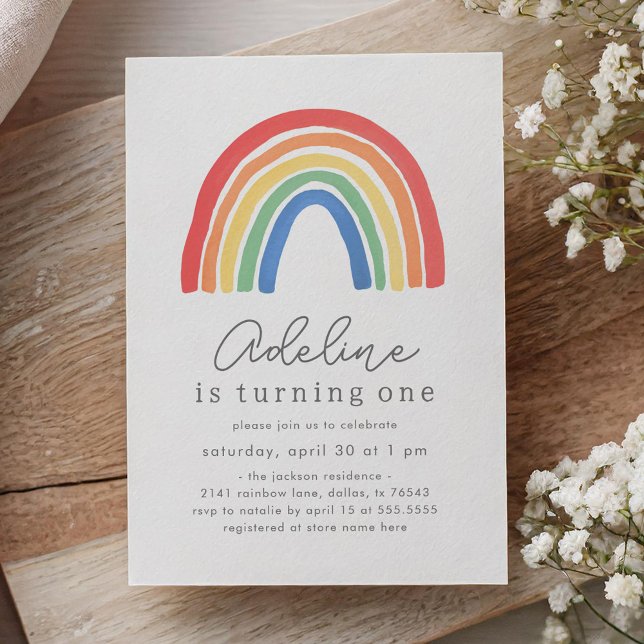Convites Boho Watercolor Rainbow Birthday (Criador carregado)