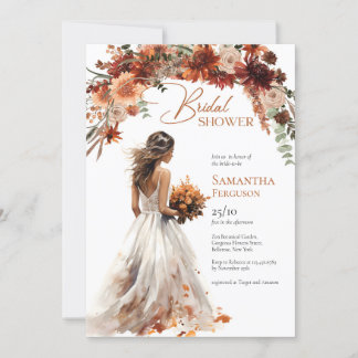 Convites Boho watercolor terracotta, buquê do casamento