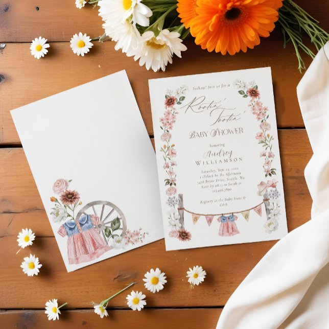 Convites Boho Watercolor Western Little Chá de fraldas (Boho Watercolor Western Little Cowgirl Baby Shower Invitation)