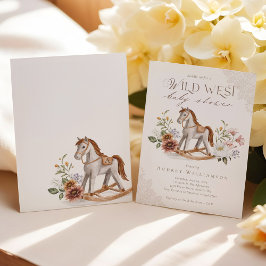 Convites Boho Watercolor Western Rocking Horse Chá de frald