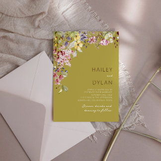 Convites Boho Watercolor Wildflower Meadow Wedding