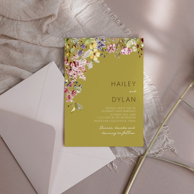 Convites Boho Watercolor Wildflower Meadow Wedding (Criador carregado)