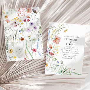 Convites Boho Watercolor Wildflower Weditation