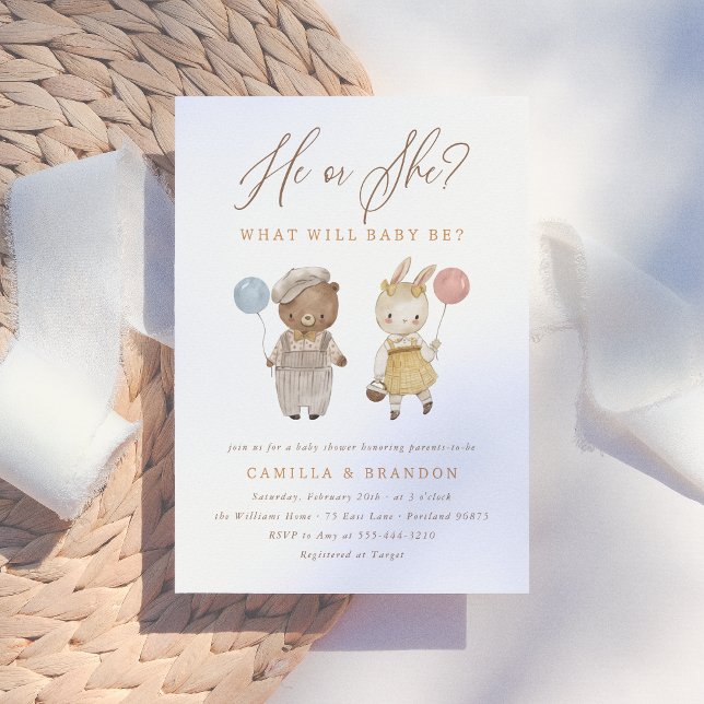 Convites Boho Watercolor Woodland Animais Sexo Revenda (Criador carregado)