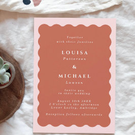 Convites Boho Wavy Border Terracotta & Blush Wedds