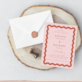 Convites Boho Wavy Frame Blush & Terracotta Wedding