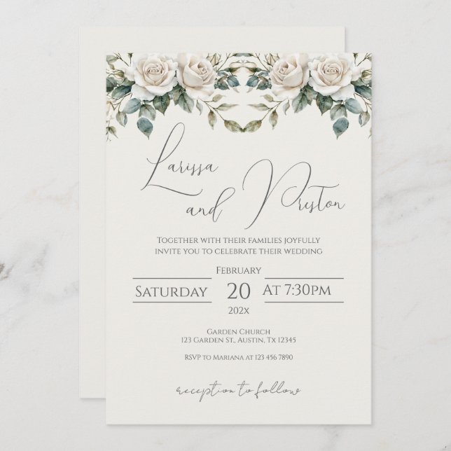 Convites Boho Wedding Invitation (Frente/Verso)