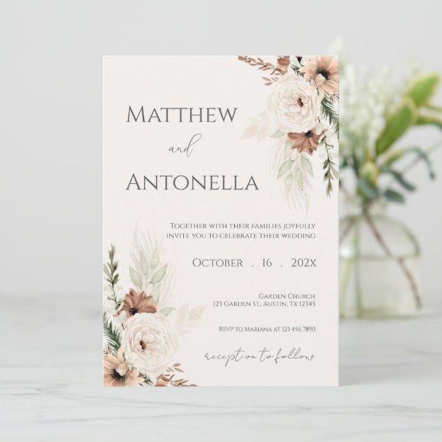Convites Boho Wedding Invitation (Em pé/Frente)
