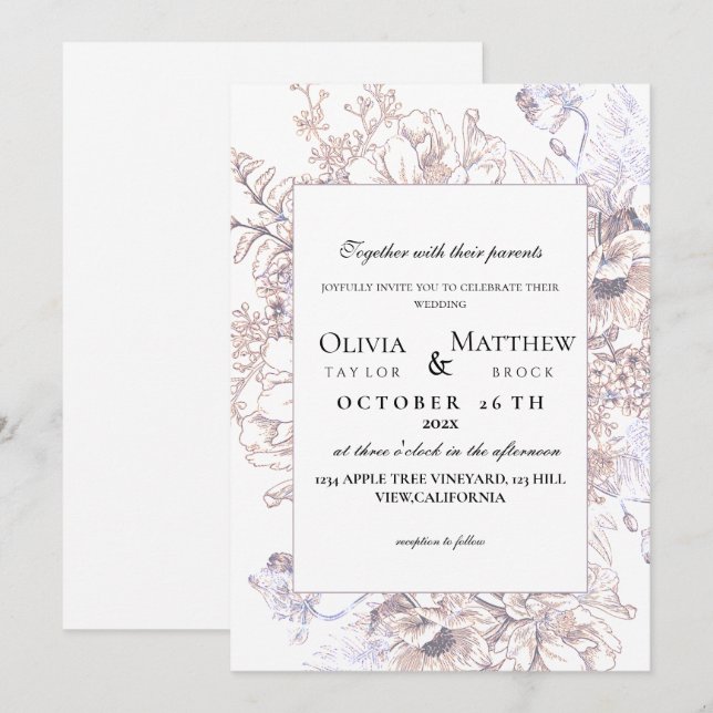 Convites Boho Wedding Rustic Neutral Elegant Modern Wedding (Frente/Verso)