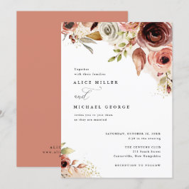 Convites Boho Wedding Terthy Floral Watercolor Buquê