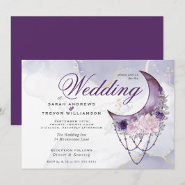 Convites Boho Weding Esoteric Ametist Crescent Moon