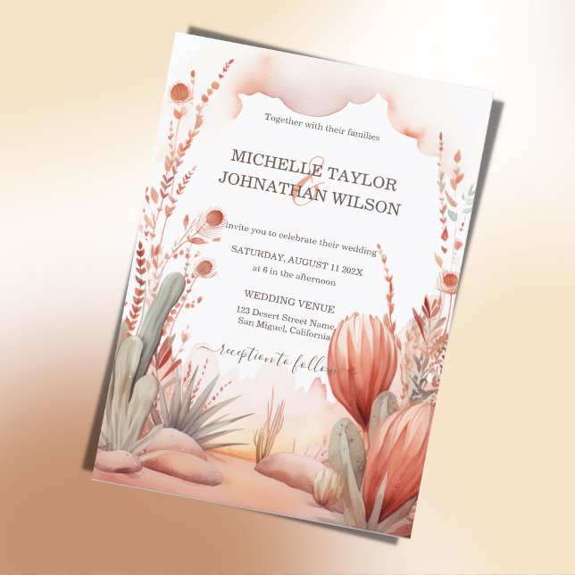Convites Boho Western Canyon, Deserto Mexicano de Cactus (boho mexican desert weding)
