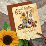 Convites Boho Western Guitar Sunflower 60th Festa de aniver<br><div class="desc">Apresentando nosso encantador Convite de aniversário Boho Western Guitar e Sunflower! Prepare-se para abraçar o charme rústico e as vibrações espirituosas livres de uma celebração que combina o melhor da estética boêmica e ocidental. Este design cativante é perfeito para aqueles que procuram uma experiência de aniversário única e memorável. No...</div>