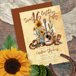 Convites Boho Western Guitar Sunflower Festa 16 Doce<br><div class="desc">Apresentando nosso encantador Convite de aniversário Boho Western Guitar e Sunflower! Prepare-se para abraçar o charme rústico e as vibrações espirituosas livres de uma celebração que combina o melhor da estética boêmica e ocidental. Este design cativante é perfeito para aqueles que procuram uma experiência de aniversário única e memorável. No...</div>