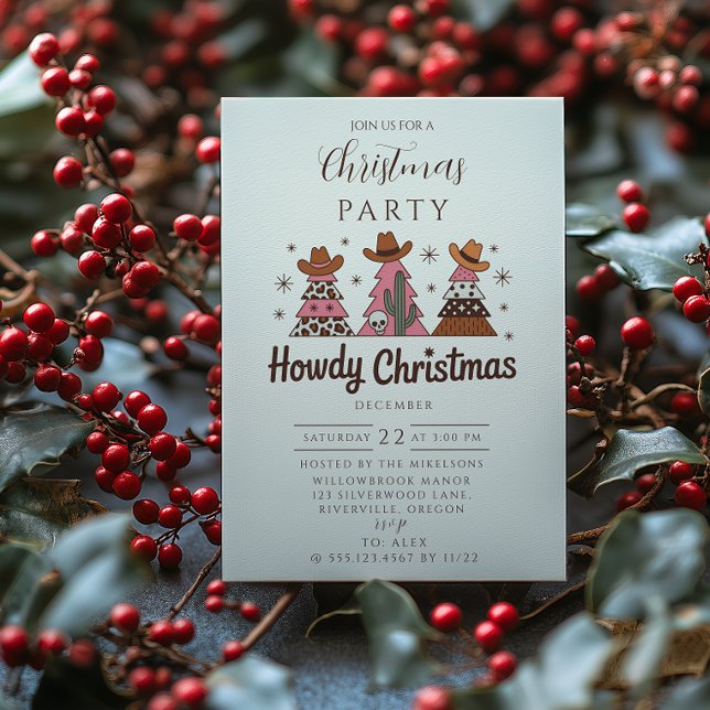 Convites Boho Western Pink Cowgirl Christmas (Criador carregado)