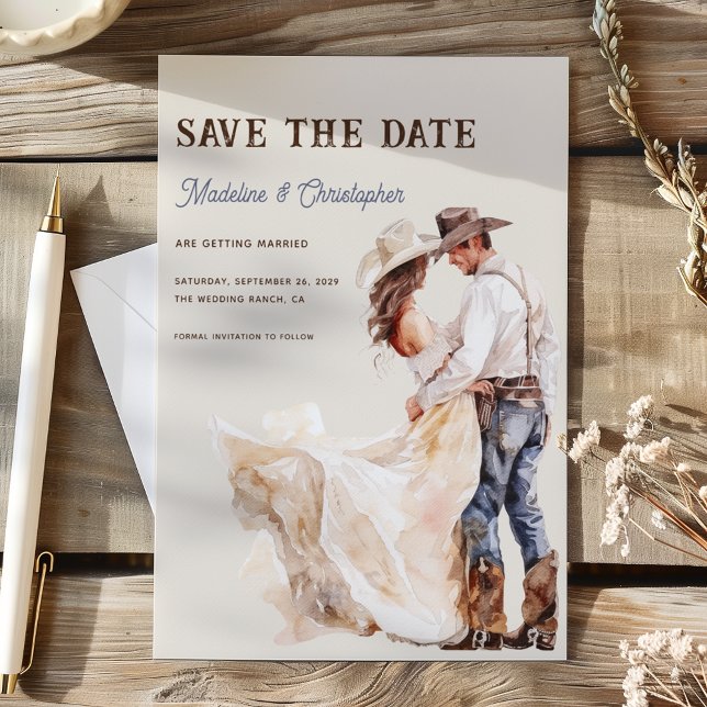Convites Boho Western Ranch Wedding Salvar Data (Criador carregado)