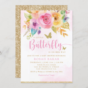 Convites Boho Whimsic Floral Butterfly Chá de fraldas