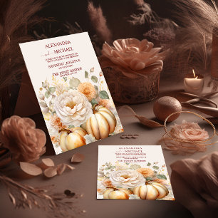 Convites Boho White e Dourado Casamento com Pumpkins