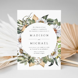 Convites Boho White Floral Greenery Frame Casamento