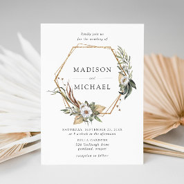 Convites Boho White Floral & Greenery Wedding