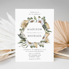 Convites Boho White Floral & Greenery Wedding