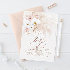 Convites Boho White Orchids Bloom Pampas Chá de fraldas