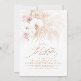 Convites Boho White Orchids Pampas Chá de panela