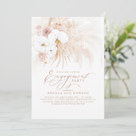 Convites Boho White Orchids Pampas Festa de noivado