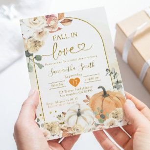 Convites Boho White Pumpkin Fall in Love Chá de panela
