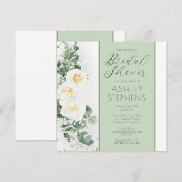 Convites Boho White Rose Floral | Chá de panela Eucalyptus